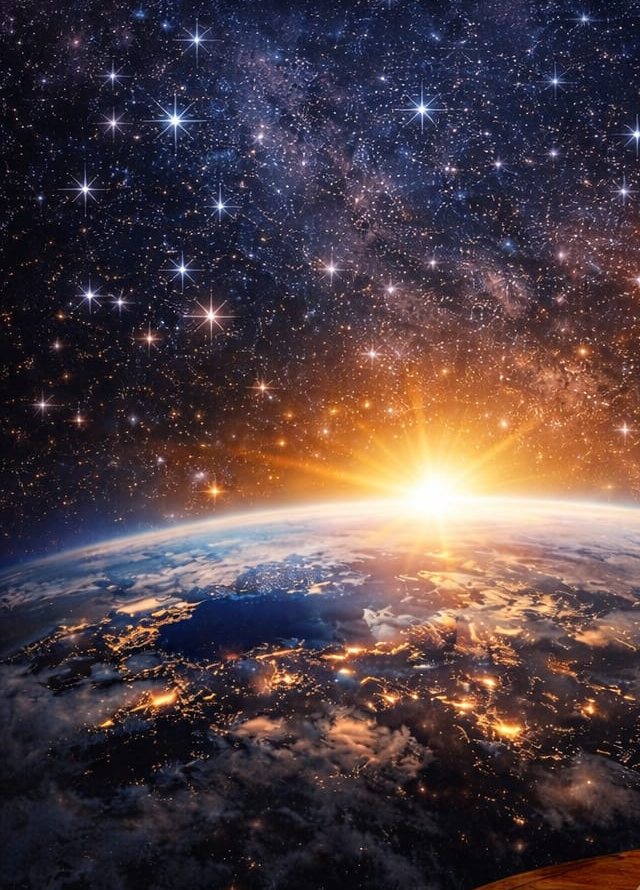 The earth at dawn from space